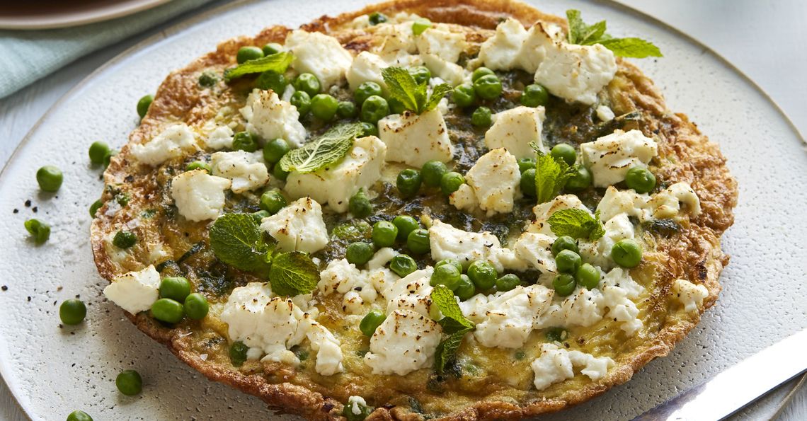 Pea, mint and feta frittata Egg Recipes British Lion Eggs